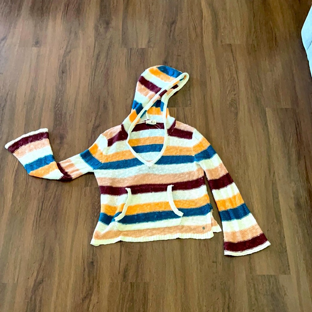 ROXY surf woman off shoulder hooded summer sweater